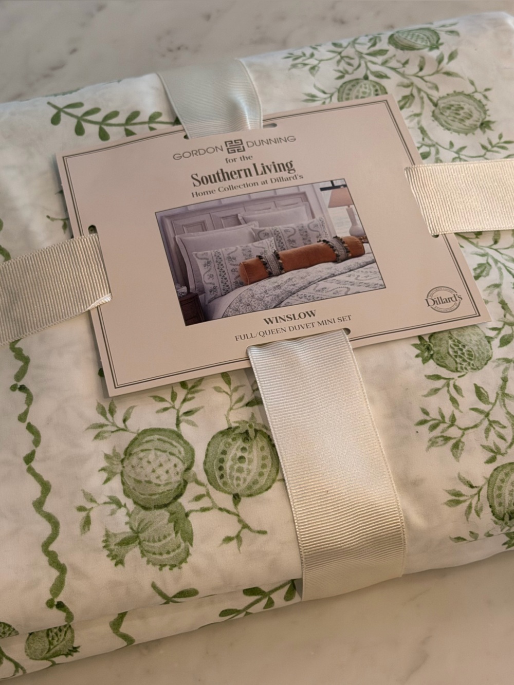 Gordon Dunning for Southern Living Green Floral Cotton full/queen Duvet Set